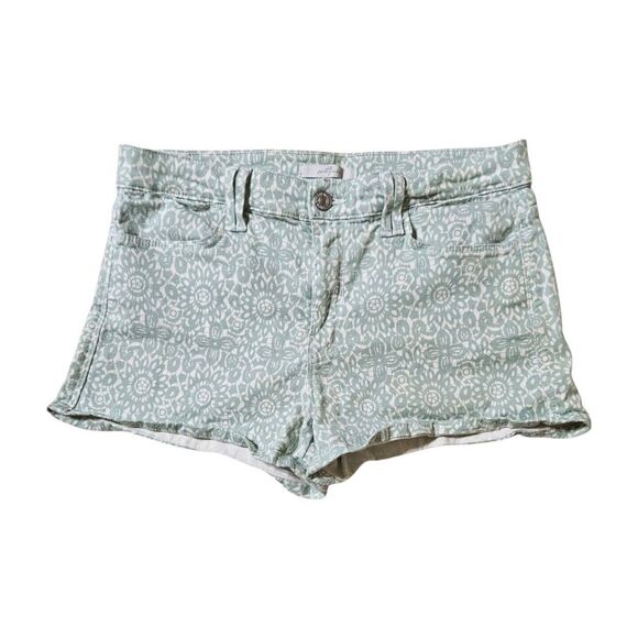 7 For All Mankind Pants - Seven 7 For Mankind Women‎ Shorts Green Flower And White Stretch 2" Women's 28